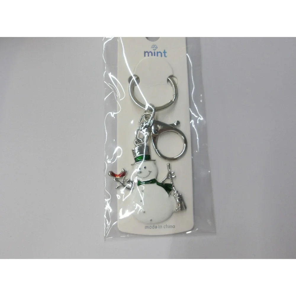 Mint Snowman Keychain Holiday Christmas Enamel Bag Charm / 26693